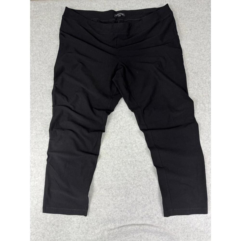 Eileen Fisher Women's L Black Stretch Pants Straight Leg Ankle